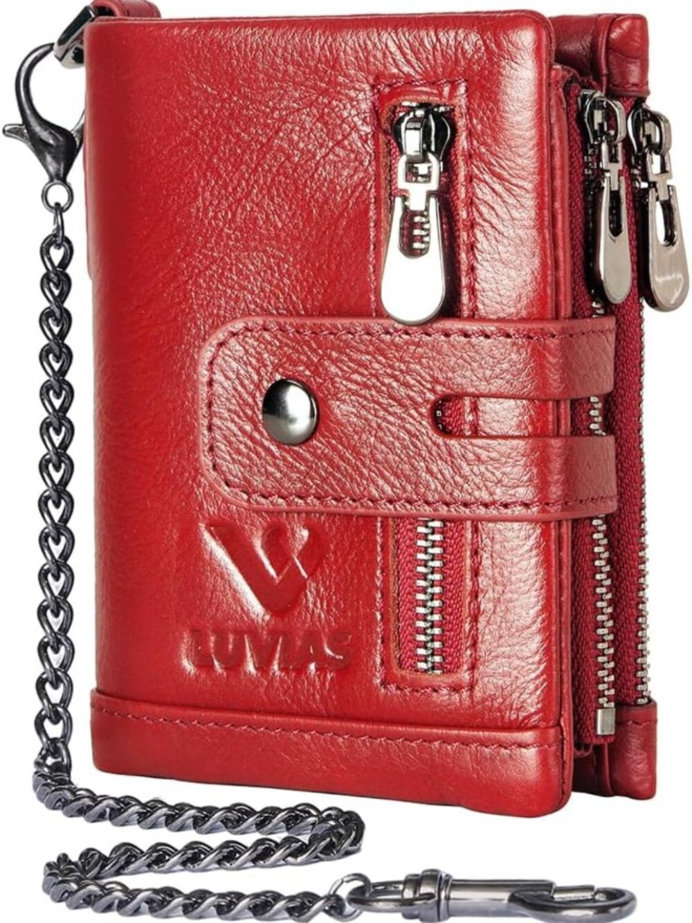 Genuine Leather Anti-Theft Wallet for Men with RFID, Chain, ID Window & Coin